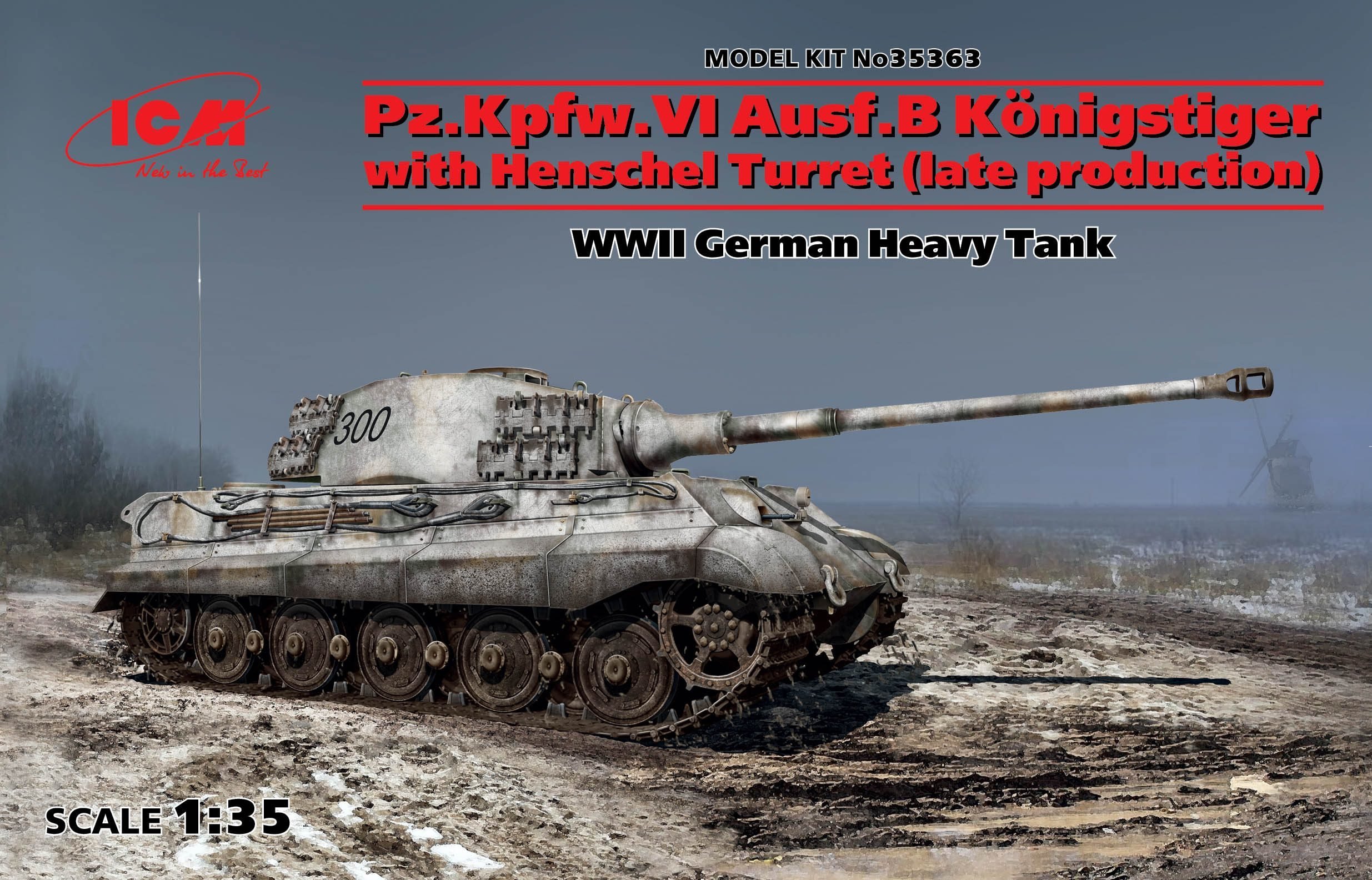 

Німецький важкий танк Pz.Kpfw.VI Ausf.B "Королівський Тигр" з вежею Henschel (ICM35363)