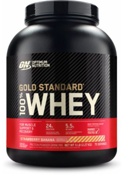 Акція на Optimum Nutrition 100% Whey Gold Standard 2270 g / 75 servings / Strawberry Banana від Stylus