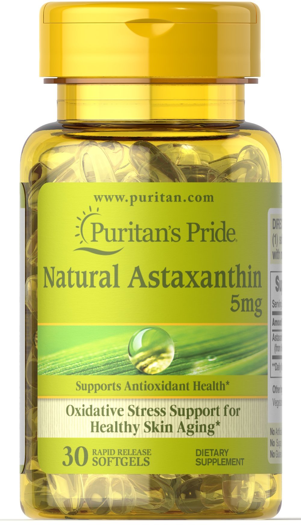 

Puritan's Pride Natural Astaxanthin 5 mg 30 Softgels Астаксантин