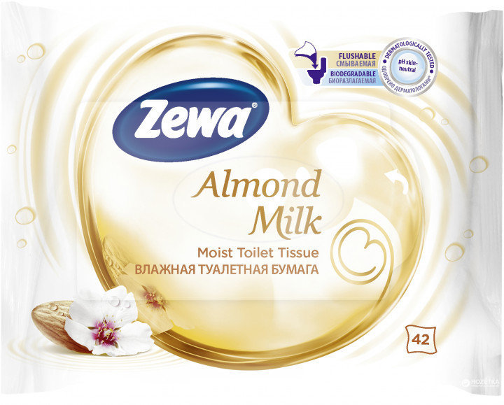 

Zewa Almond Milk moist Влажная туалетная бумага c ароматом миндального молочка 42 шт.