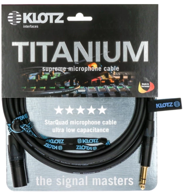 

Кабель микрофонный Klotz Titanium Starquad Analog Audio Cable With Male Xlr To Balanced Jack Plug 1,5 M