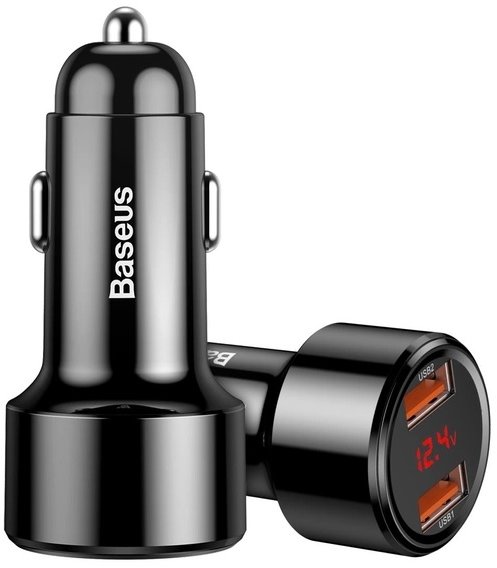 Акція на Baseus Car Charger 2xUSB Magic with Digital Display QC3.0 6A 45W Black (CCMLC20A-01) від Y.UA