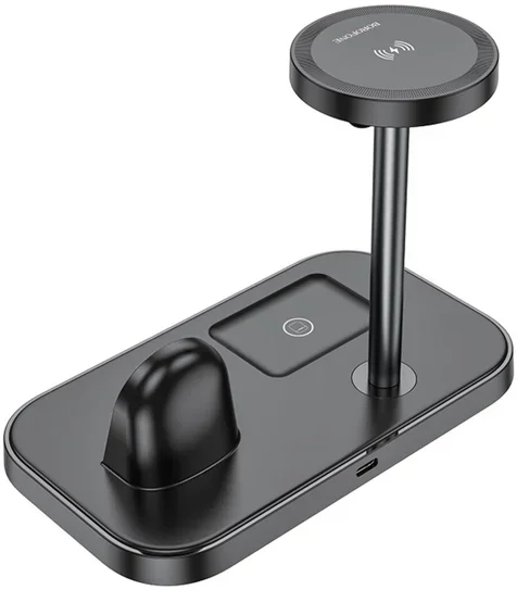 

Borofone Wireless Charger BQ29 Feliz 3in1 Black для iPhone 16 I 15 I 14 I 13 I 12 series, Apple Watch and Apple AirPods