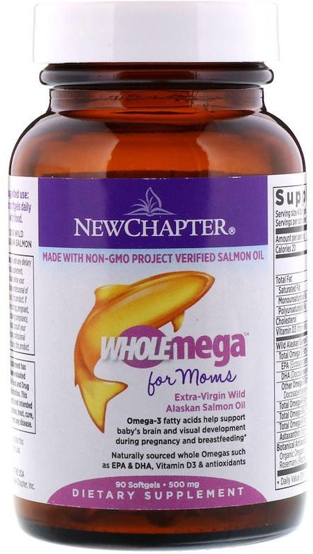 

New Chapter Wholemega For Moms 500 mg 90 Softgels Жир аляскинского лосося для мам