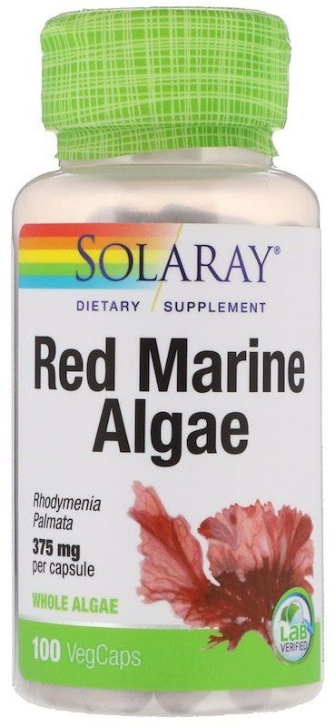 

Solaray Red Marine Algae 375 mg Червоні водорості 100 веганських капсул