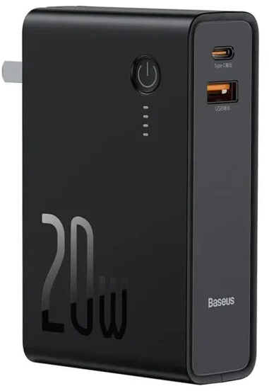 Акція на Baseus Wall Charger USB+USB-C Power Station 2 + Power Bank 10000mAh 20W Cn Black (PPNL010001) від Stylus