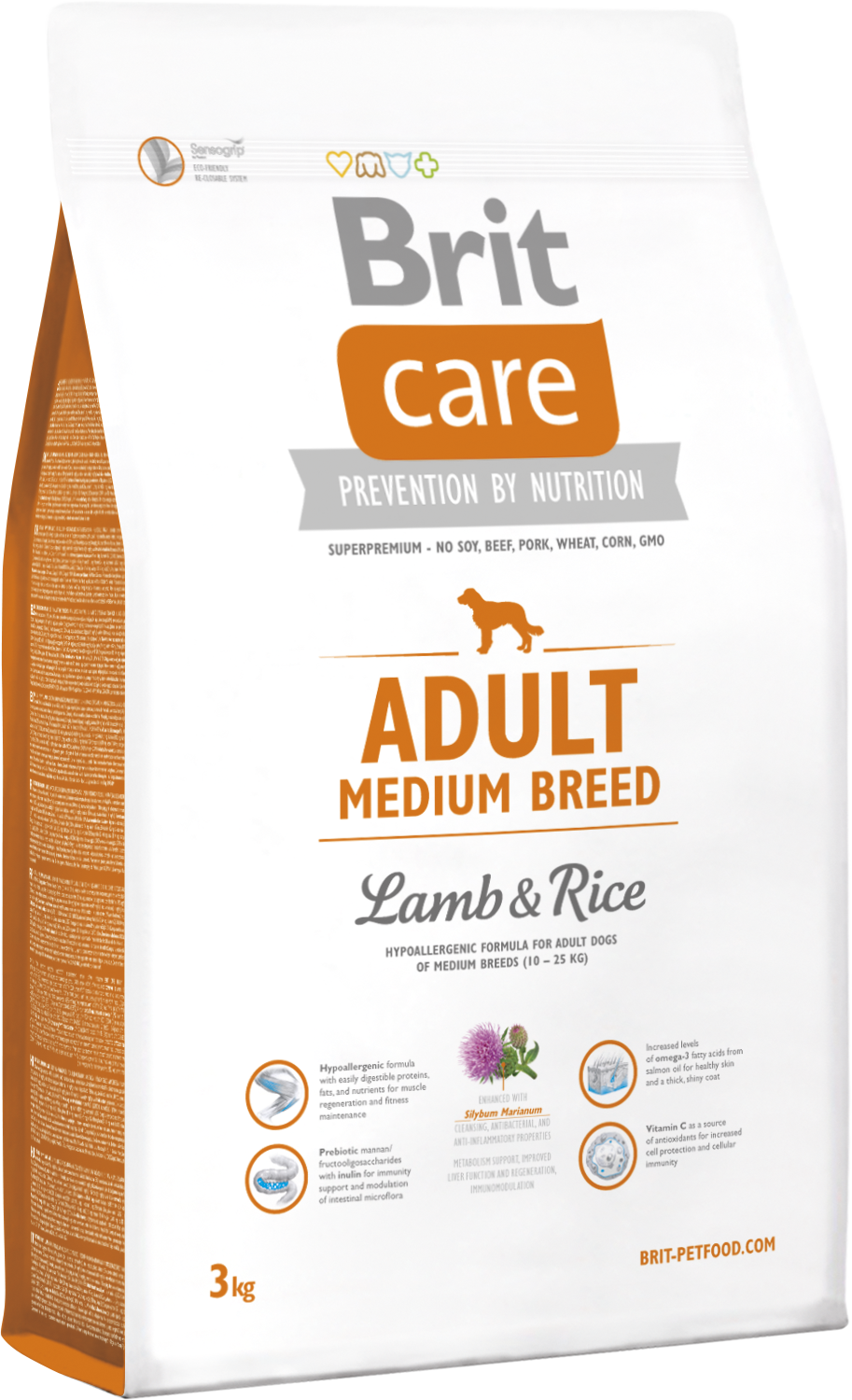 

Сухой корм для взрослых собак средних пород Brit Care Adult Medium Breed Lamb & Rice 3 кг (8595602509935)