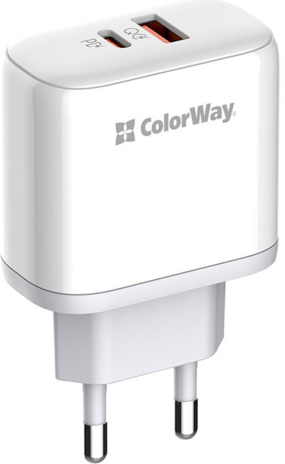 Акція на ColorWay Wall Charger USB+USB-C 45W Pd White (CW-CHS042PD-WT) від Stylus