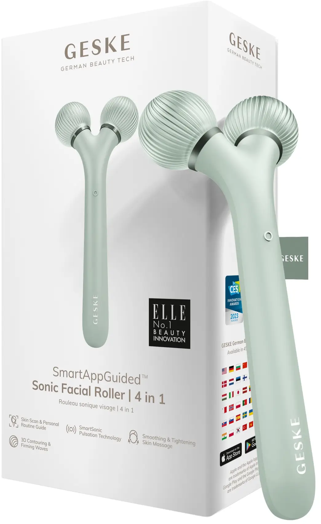 

Електронний ультразвуковий ролик для обличчя Geske Sonic Facial Roller 4в1 green