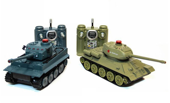 

Танковый бой р/у 1:32 HuanQi 555 Tiger vs Т-34