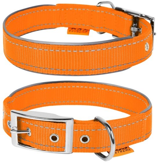 Акція на Ошейник Collar Dog Extreme из нейлона со светоотражающей вставкой двойной оранжевый 40 мм 60-72 см (64544) від Stylus