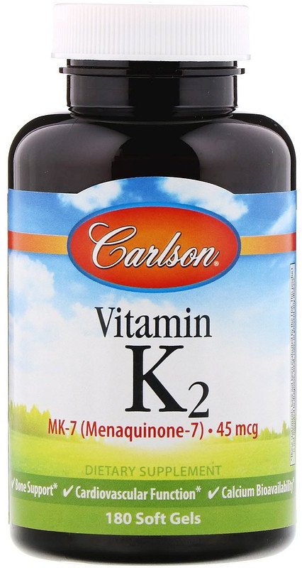 

Carlson Labs Vitamin K2 MK-7 45 mcg Вітамін К-2 (менахінон) 180 гелевих капсул