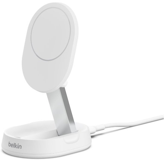 Акція на Belkin Wireless Charger Magnetic Stand 15W White (WIA008VFWH) for iPhone 16 I 15 I 14 I 13 I 12 series від Stylus