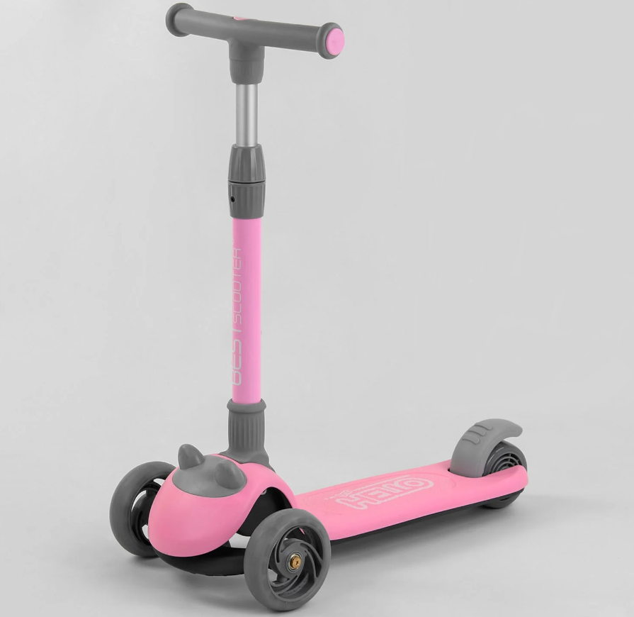 

Самокат трехколесный Best Scooter складной алюминиевый руль, 3 колеса Pu со светом Pink (102029)