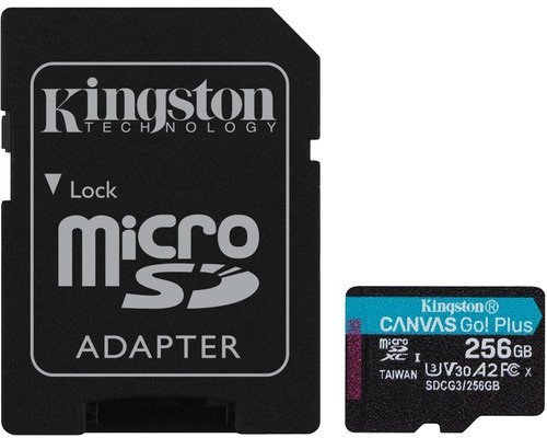 

Kingston 256GB microSDXC Class 10 UHS-I U3 V30 A2 Canvas Go Plus + adapter (SDCG3/256GB)