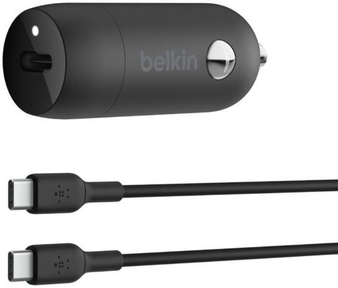 

Belkin Car Charger USB-C 30W Black with USB-C Cable (CCA004BT1MBK-B6)