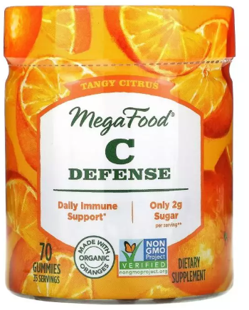 

MegaFood C Defense Ежедневная защита иммунитета с Витамином C пикантный цитрус 70 жевательных мармеладок