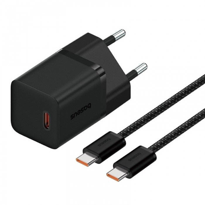 Акція на Baseus USB-C Wall Charger GaN5 mini 1C 30W with USB-C Cable Black (P10110902113-00) від Stylus