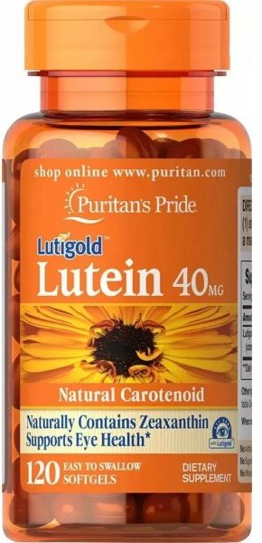 

Puritan's Pride Lutein with Zeaxanthin 40 mg Лютеин с зеаксантином 120 гелевых капсул