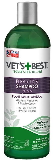 Акція на Шампунь Vet`s Best Flea&Tick Shampoo for Cats від комах для кішок 354 мл (vb10604) від Y.UA