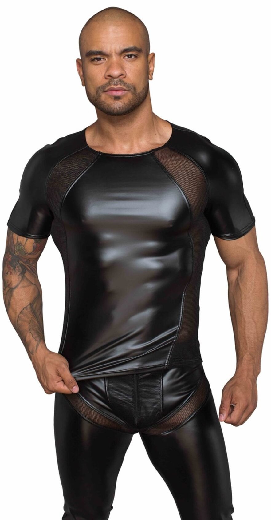 

Футболка чоловіча Noir Handmade H056 Men's T-shirt made of powerwetlook Вlack, L