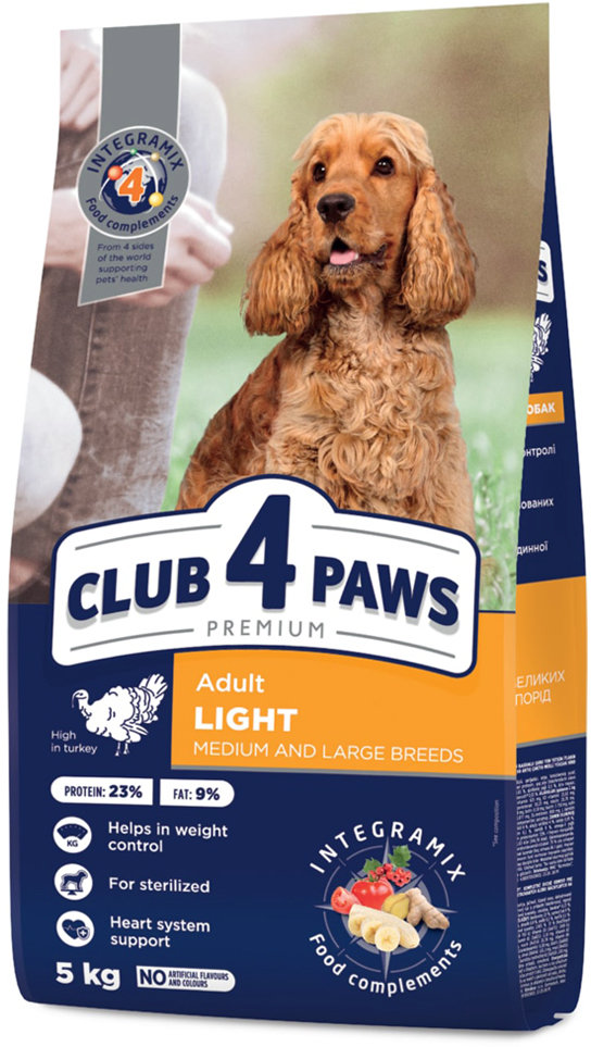 Акція на Сухой корм Club 4 Paws Premium Adult Light Контроль веса для взрослых собак средних и крупных пород, склонных к набору веса 5 кг (4820215367868) від Stylus