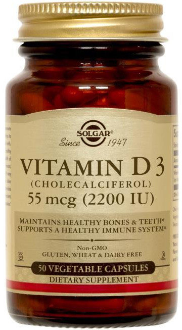 

Solgar Vitamin D3 (Cholecalciferol) 2200 Iu 50 Vegetable Capsules