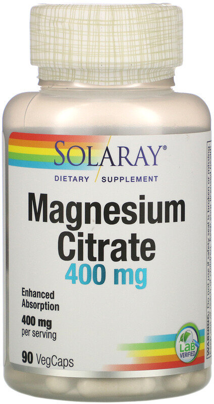 

Solaray, Magnesium Citrate, 400 mg, 90 Veg Capsules (SOR46301)