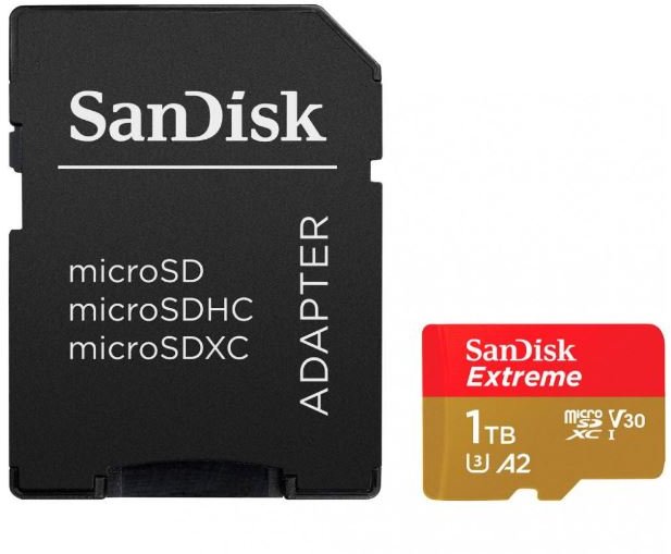 Акція на SanDisk 1TB microSDXC Class 10 UHS-I U3 V30 A2 Extreme + adapter (SDSQXAV-1T00-GN6MA) від Stylus