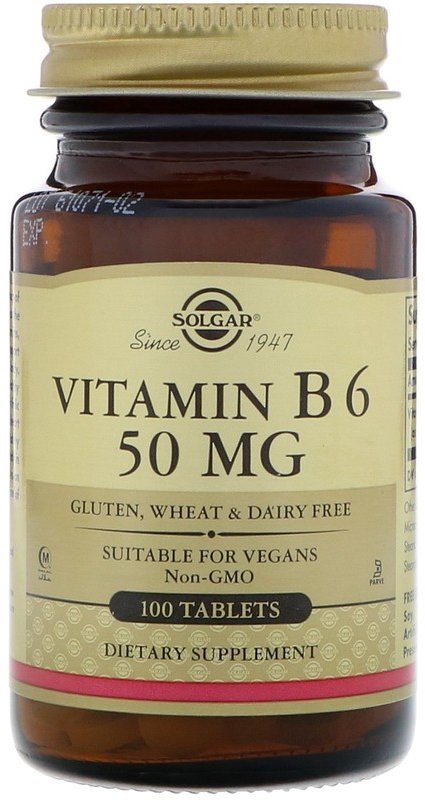 

Solgar Vitamin B6, 50 mg, 100 Tabs