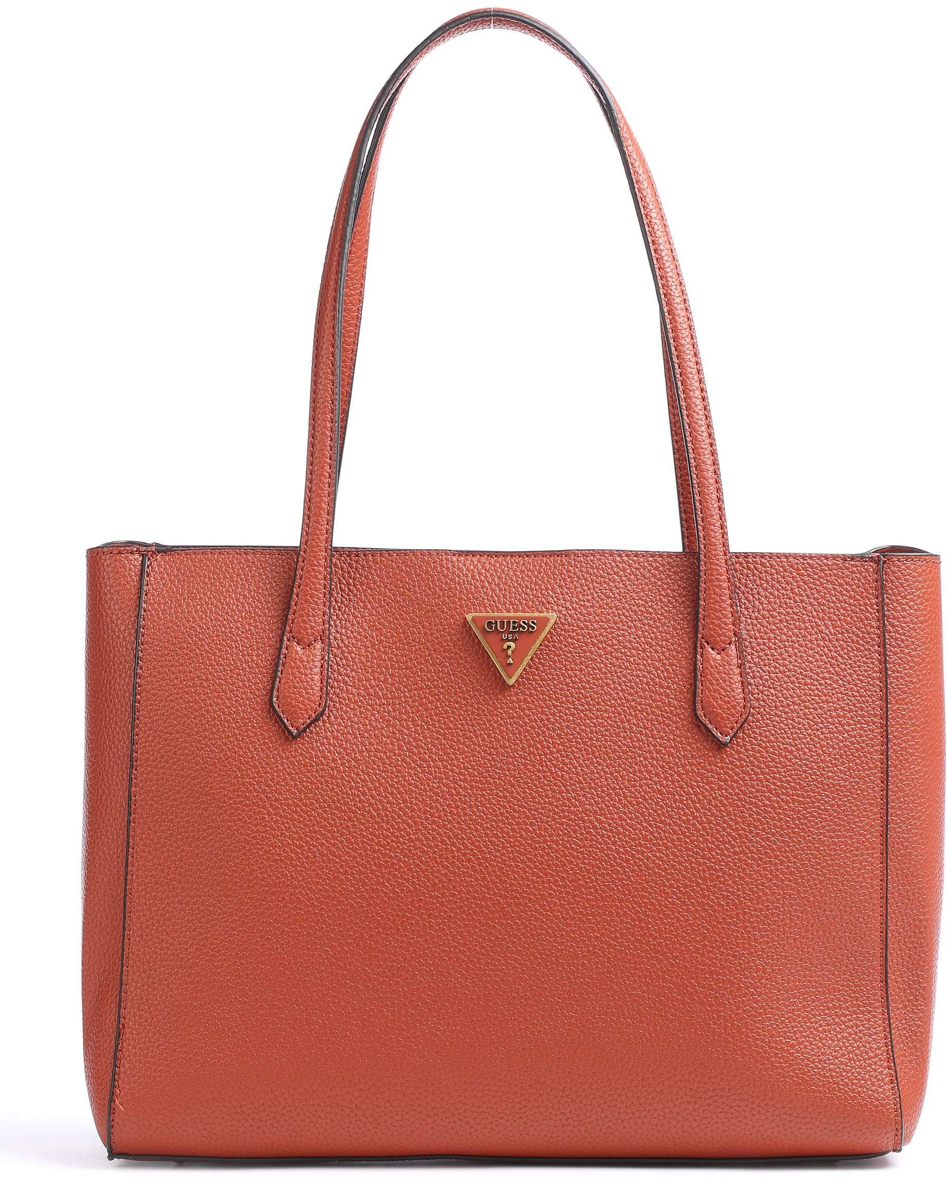 

Женская сумка тоут Guess Downtown Chic Turnlock Tote бордово-коричневая(HWVB8385230-WKY)