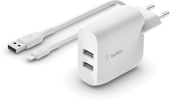 Акція на Belkin Wall Charger Boost Up 2xUSB 24W with Lightning Cable White (WCD001VF1MWH) від Y.UA