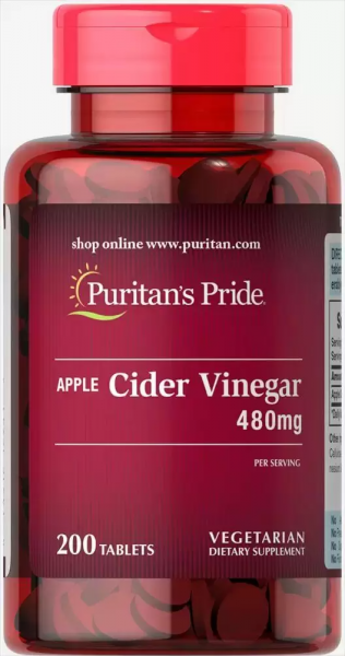 

Puritan's Pride Apple Cider Vinegar 480 mg Яблучний Оцет 200 Таблеток