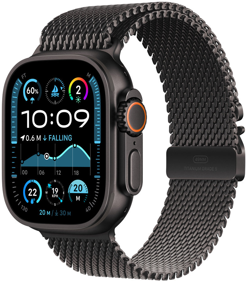 

Apple Watch Ultra 2 2024 Gps + Cellular 49mm Black Titanium Case with Black Titanium Milanese Loop - Small (MX4W3UL/A)