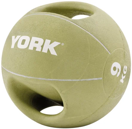 Акція на York Fitness медбол с двумя ручками 9 кг зеленый (20014961807350) від Stylus