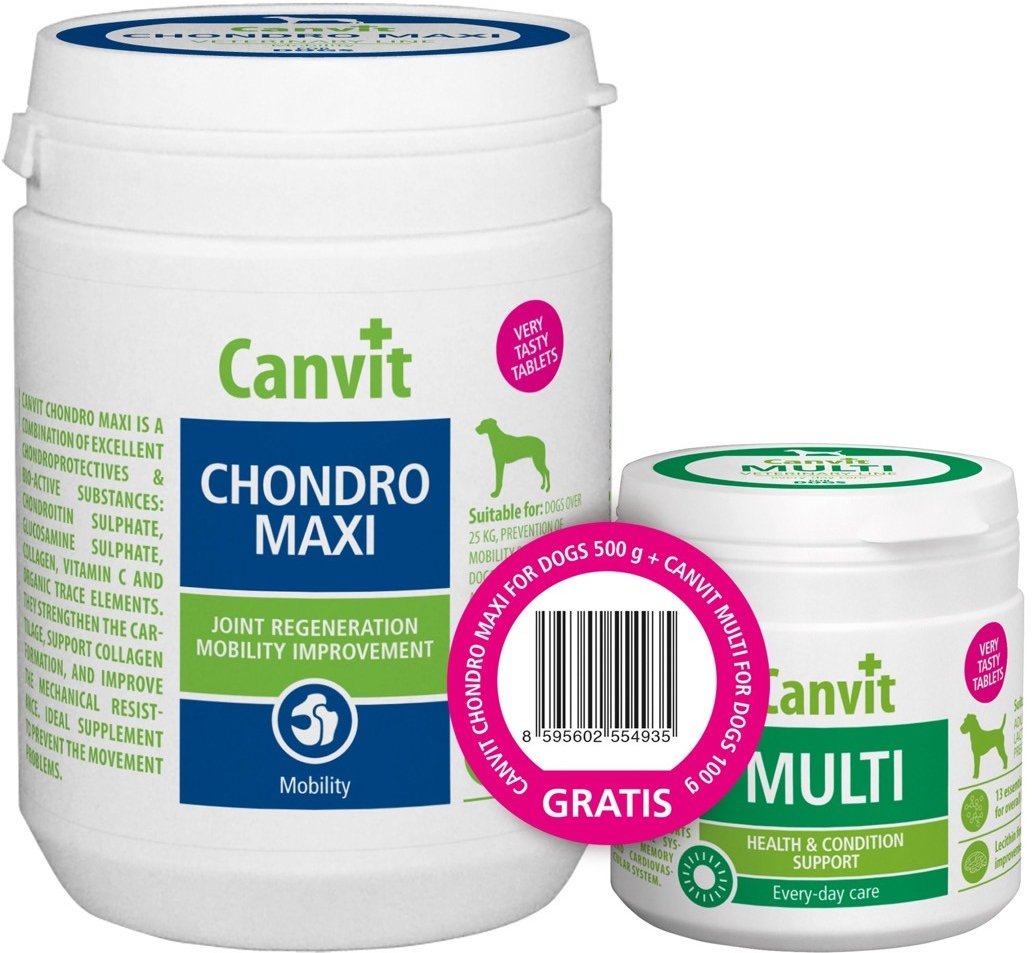 Акція на Набір вітамінів Canvit Chondro Maxi for dogs 500 г+Canvit Multi for dogs 100 г для собак (CanCombo) від Y.UA