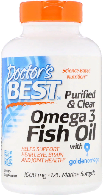 Акція на Doctor's Best, Purified & Clear Omega 3 Fish Oil with Goldenomega, 1,000 mg, 120 Marine Softgels (DRB-00478) від Stylus