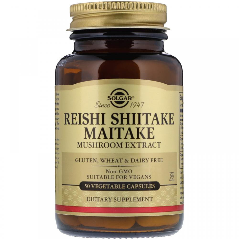 

Solgar Reishi Shiitake Maitake Mushroom Extract Солгар Лечебные грибы рейши, шиитаке и майтаке, экстракт 50 капсул