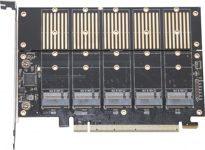 Акція на Frime PCI-E x16 to 5 x M.2 (B Key) JMB585 (ECF-PCIEtoSSD010) від Stylus