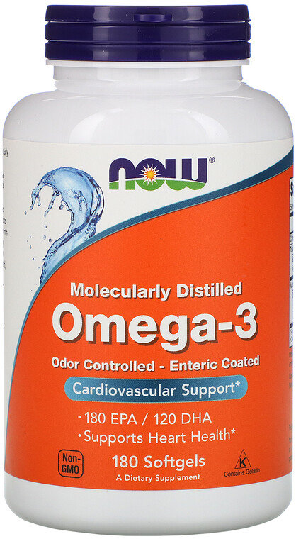 Акція на Now Foods Omega-3, Molecularly Distilled, 180 Softgels (NOW-01657) від Stylus