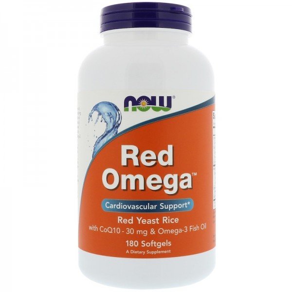 

Now Foods Red Omega, Red Yeast Rice with CoQ10 Красный рис и Омега с CoQ10 180 гелевых капсул