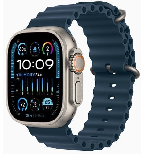 Акція на Apple Watch Ultra 2 Gps + Cellular 49mm Titanium Case with Blue Ocean Band (MREG3) від Stylus