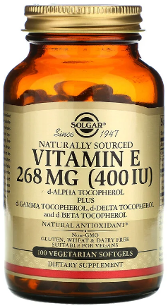 

Solgar Vitamin E 268 mg (400 IU) Солгар Вітамін E 100 вегетаріанських капсул