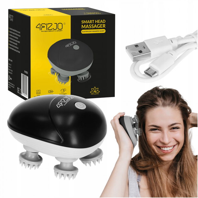 Акція на 4FIZJO Smart Head Massager Black (4FJ0620) від Stylus