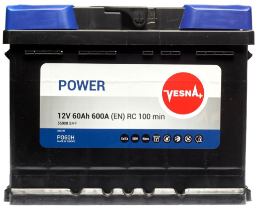 Акція на Автомобільний акумулятор Vesna 60 Ah/12V Power Euro (0) від Y.UA