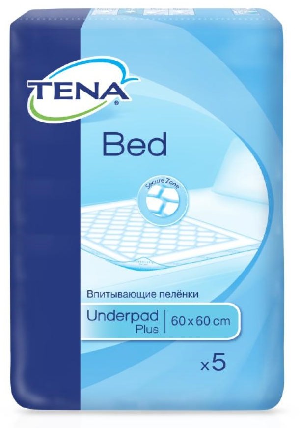 

Одноразовые пеленки впитывающие Tena Bed Plus 60х60, 5 шт