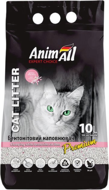 

Наповнювач для котячого туалету AnimAll Бентонітовий білий з ароматом дитячої пудри 10 л (4820224500591)