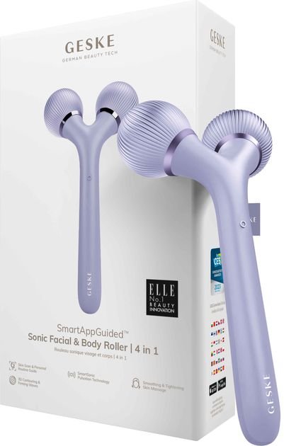 Акція на Звуковой ролик для лица и тела Geske Sonic Facial & Body Roller 4 в 1 Purple (GK000041PL01) від Stylus