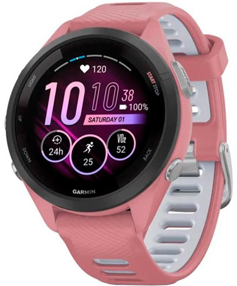 Акція на Garmin Forerunner 265S Black Bezel with Light Pink Case and Light Pink/Powder Grey Silicone Band (010-02810-15) від Stylus