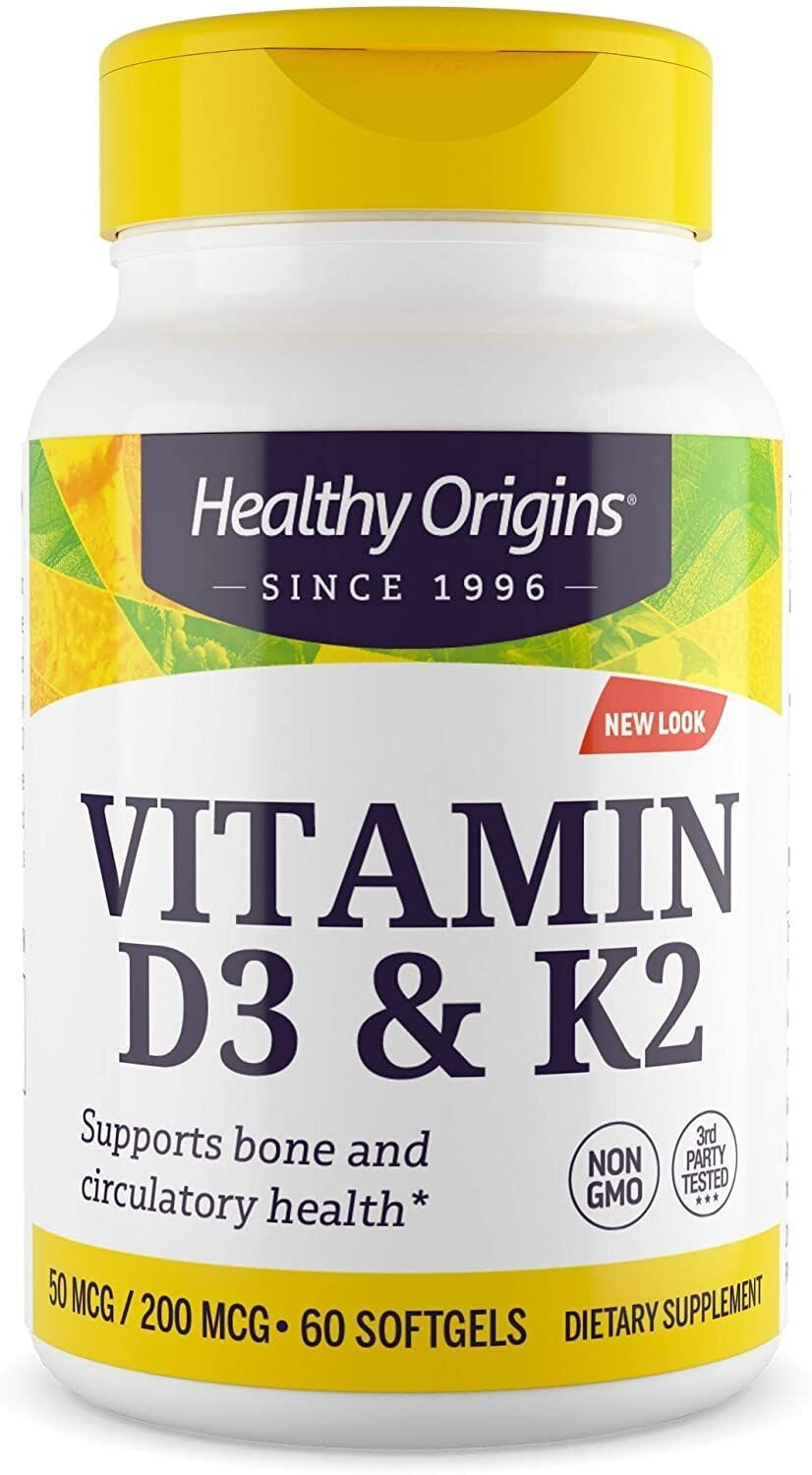 

Healthy Origins Vitamin D3 50 mcg & Vitamin K2 200 mcg Вітамін Д3 та К2 60 гелевих капсул